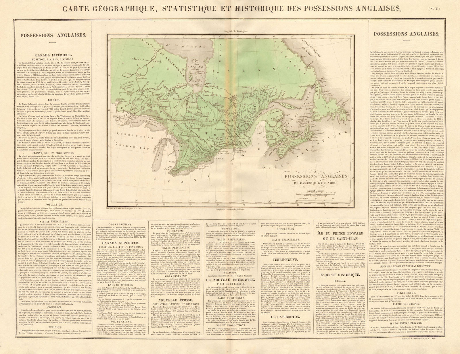 'Possessions anglaises de l'Amerique du Nord'. British America. BUCHON 1825 map